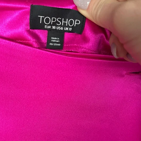 Topshop Fuchsia Satin Skirt - Picture 3 of 9